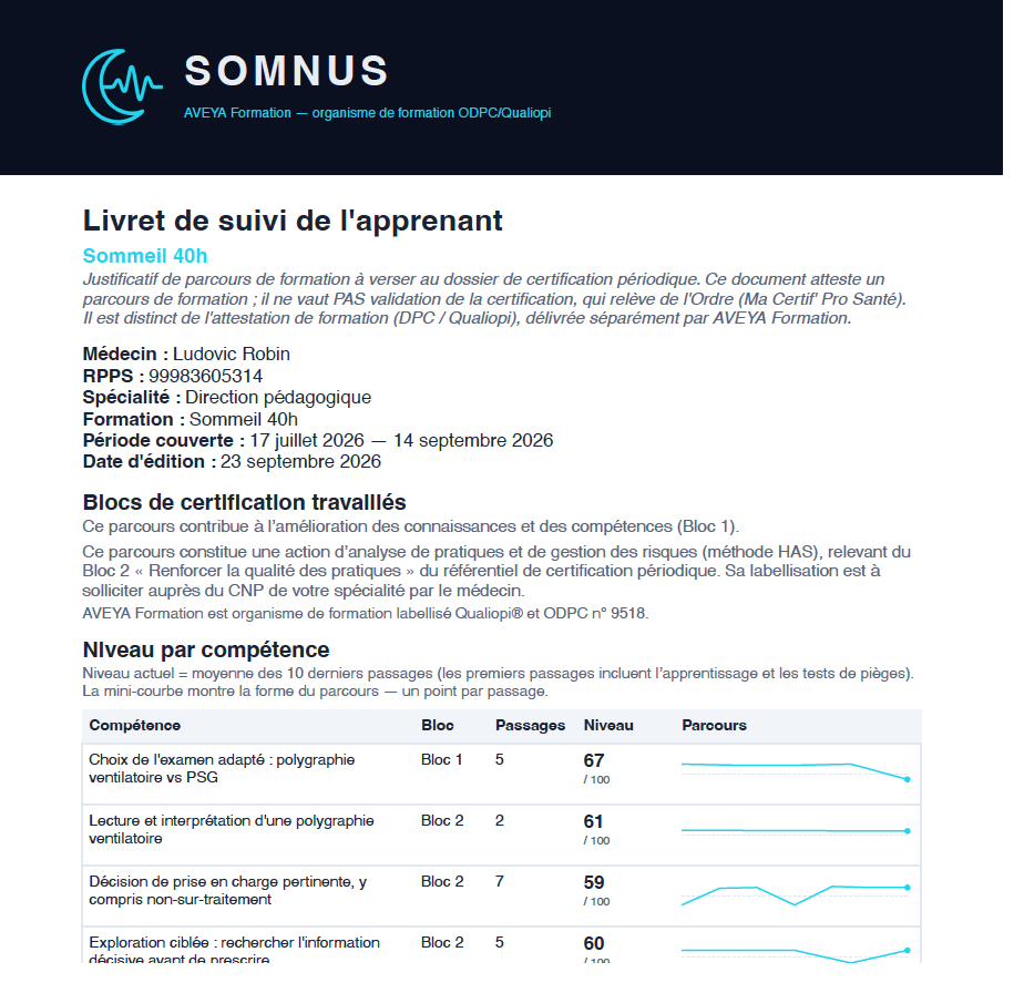 Lecture de tracé SOMNUS avec annotations et résultat détaillé